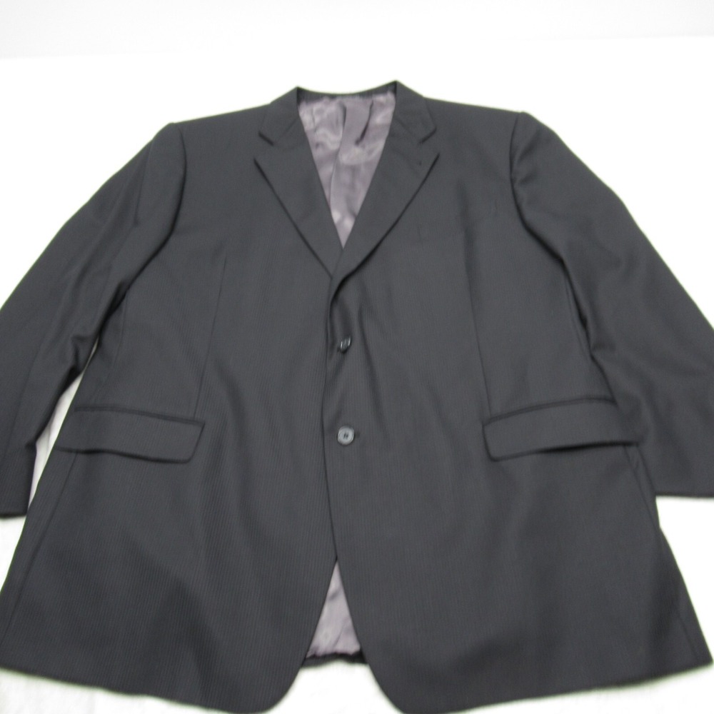 Loro Piana Wool Blazer‎ Mens 52L Black Striped Joseph Abboud 2 Vents Made In USA